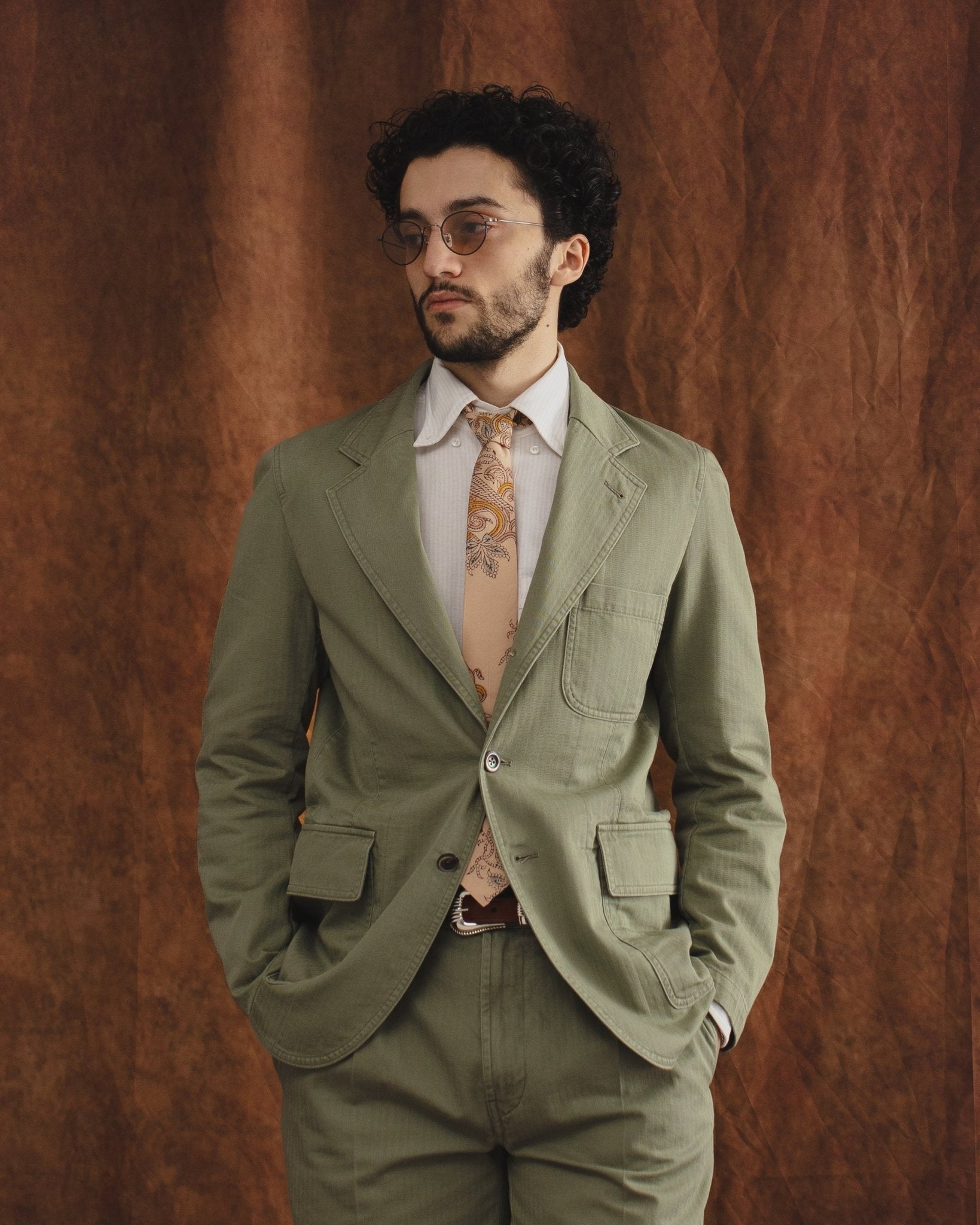 Herringbone Twill Cotton Games Blazer Mk. I Olive - DRAKE'S