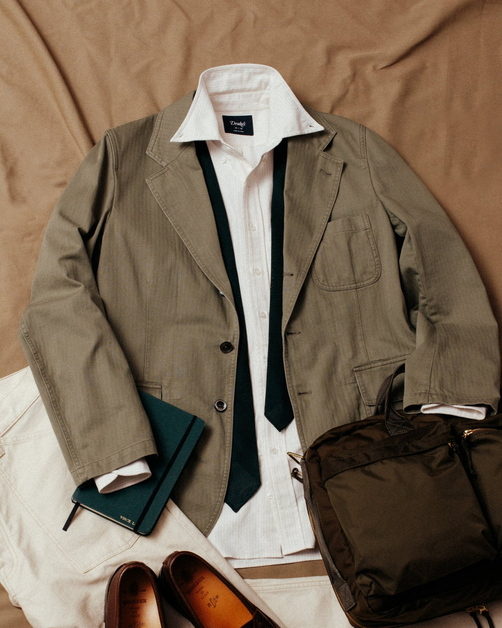 Herringbone Twill Cotton Games Blazer Mk. I Olive - DRAKE'S