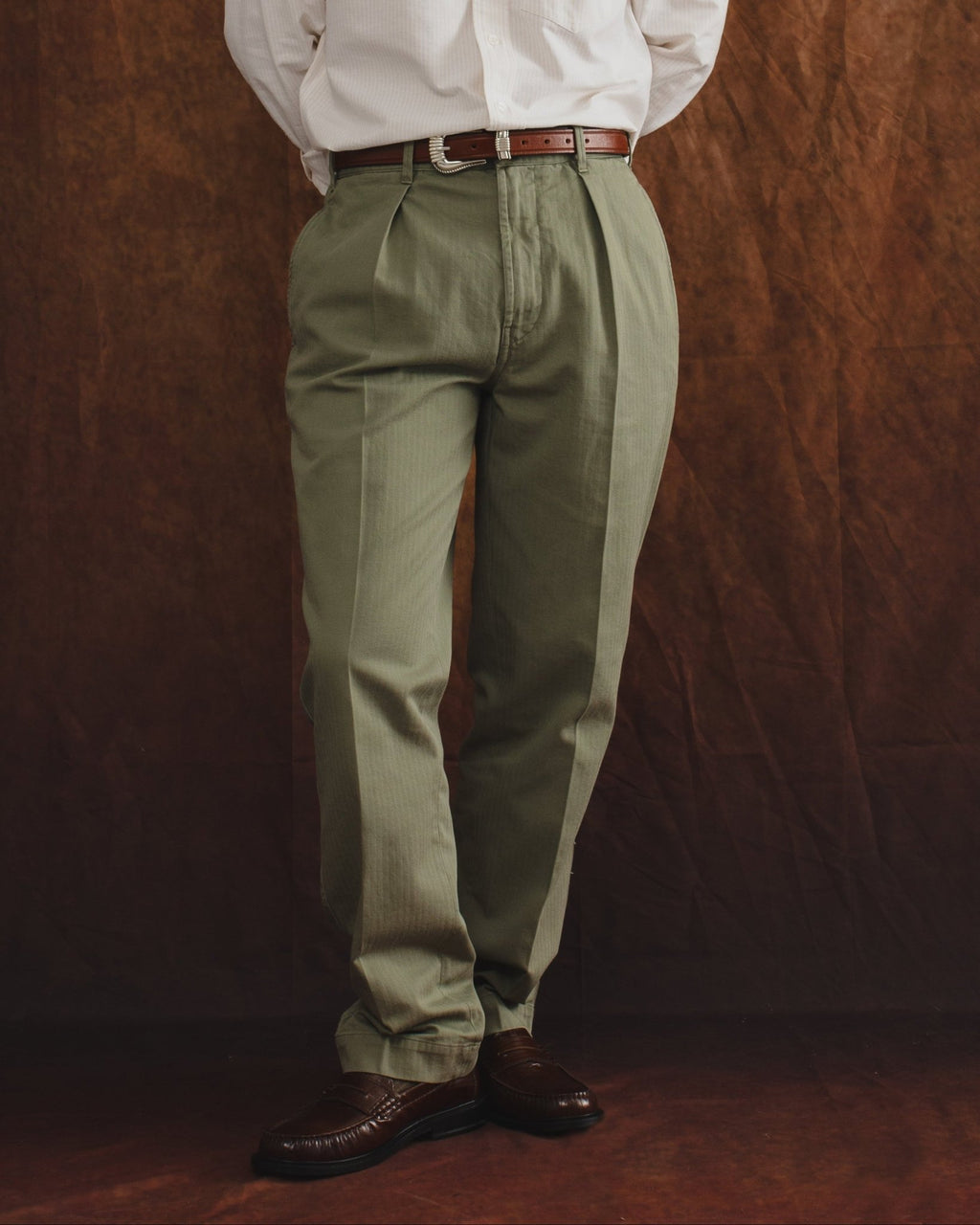 Herringbone Twill Cotton Games Trouser Mk. I Olive - DRAKE'S
