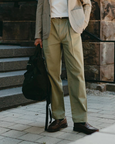 Herringbone Twill Cotton Games Trouser Mk. I Olive - DRAKE'S