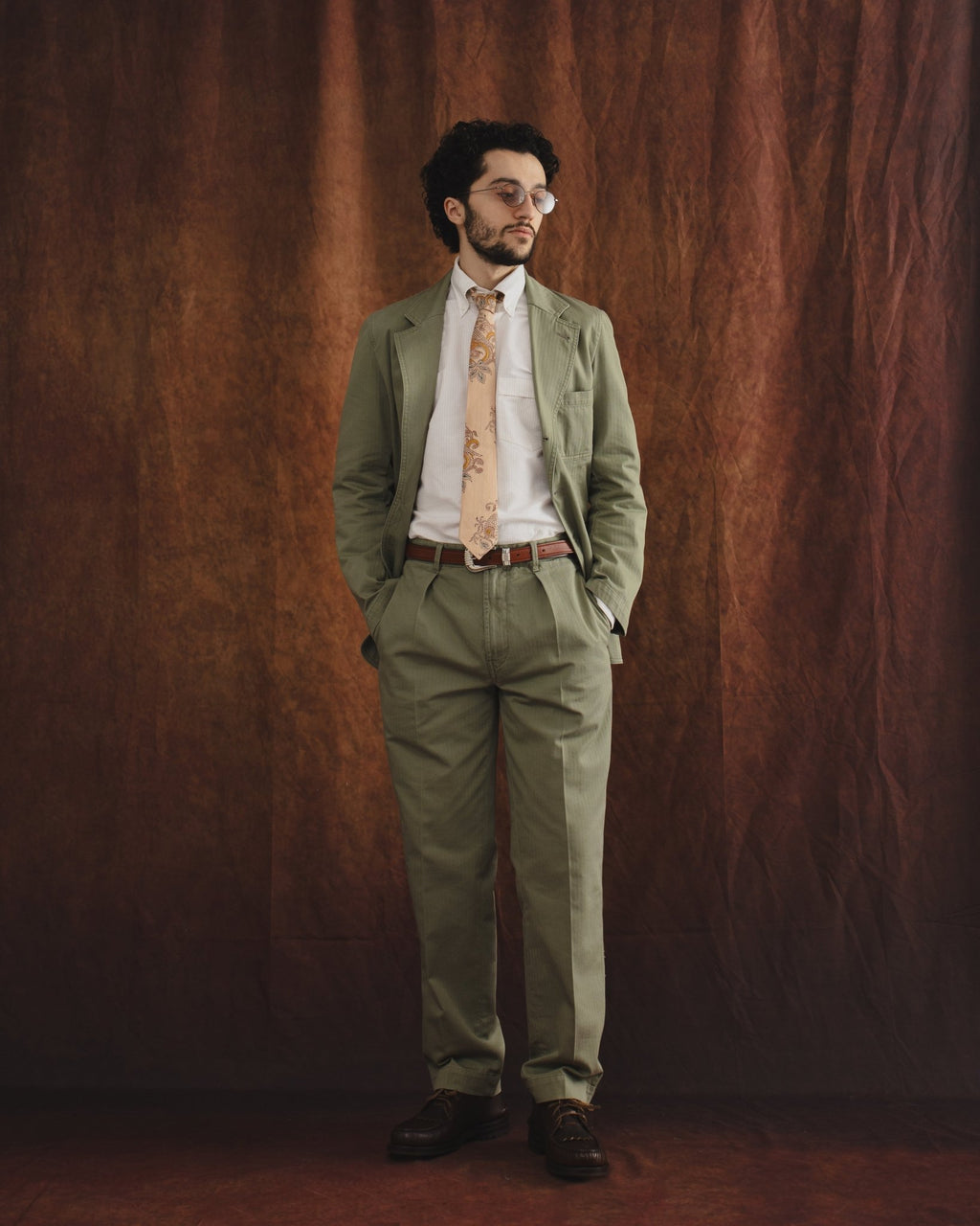Herringbone Twill Cotton Games Trouser Mk. I Olive - DRAKE'S