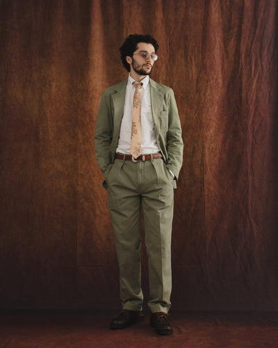 Herringbone Twill Cotton Games Trouser Mk. I Olive - DRAKE'S