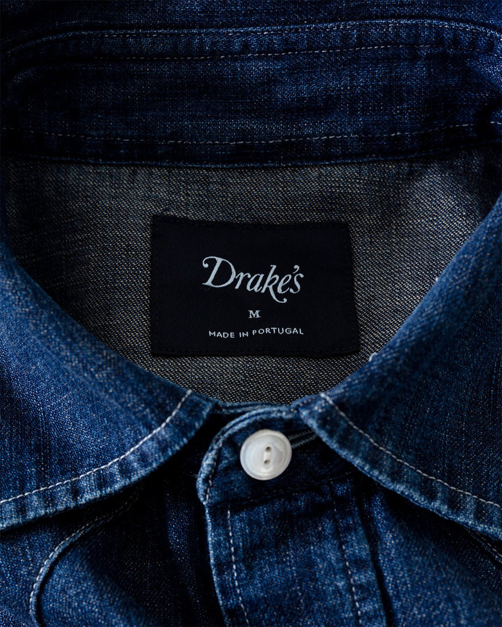 Light Denim Western Shirt Stone Wash - DRAKE'S