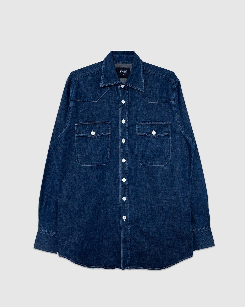 Light Denim Western Shirt Stone Wash - DRAKE'S