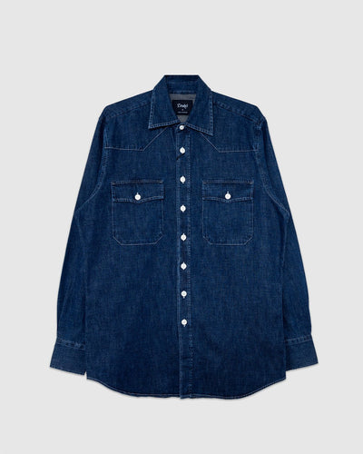 Light Denim Western Shirt Stone Wash - DRAKE'S