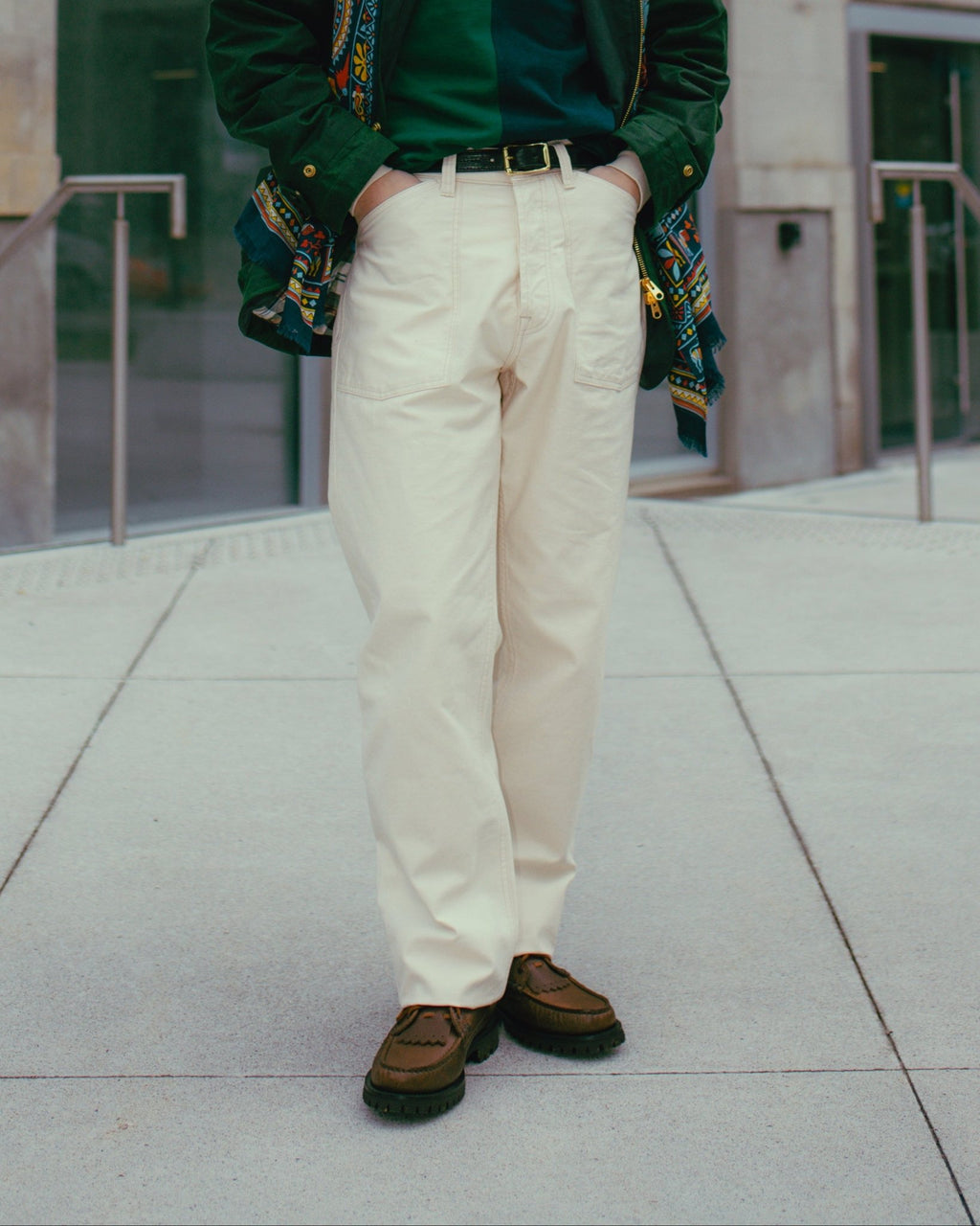 Military Satin Naval Pant Ecru - DRAKE'S
