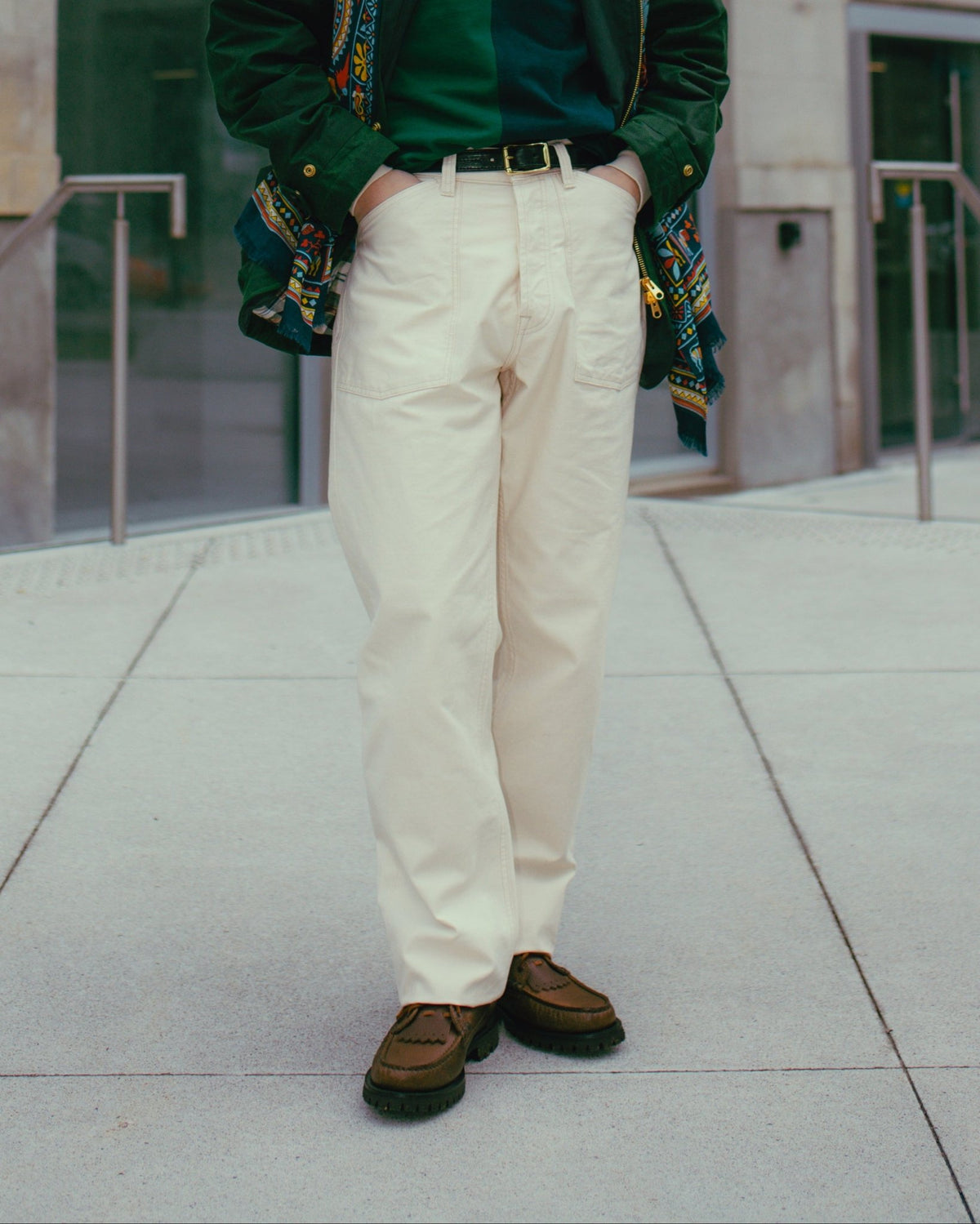 Military Satin Naval Pant Ecru - DRAKE'S