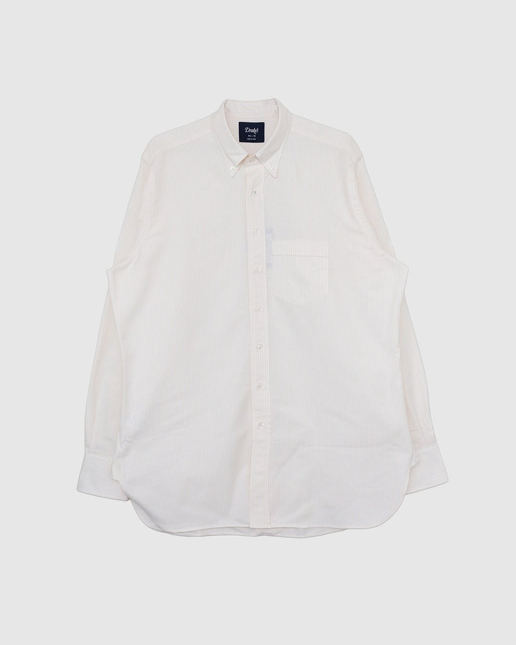 Ticking Stripe BD Oxford Shirt Cream - DRAKE'S