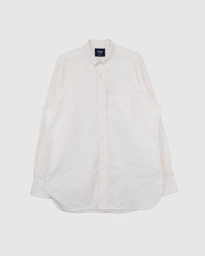 Ticking Stripe BD Oxford Shirt Cream - DRAKE'S