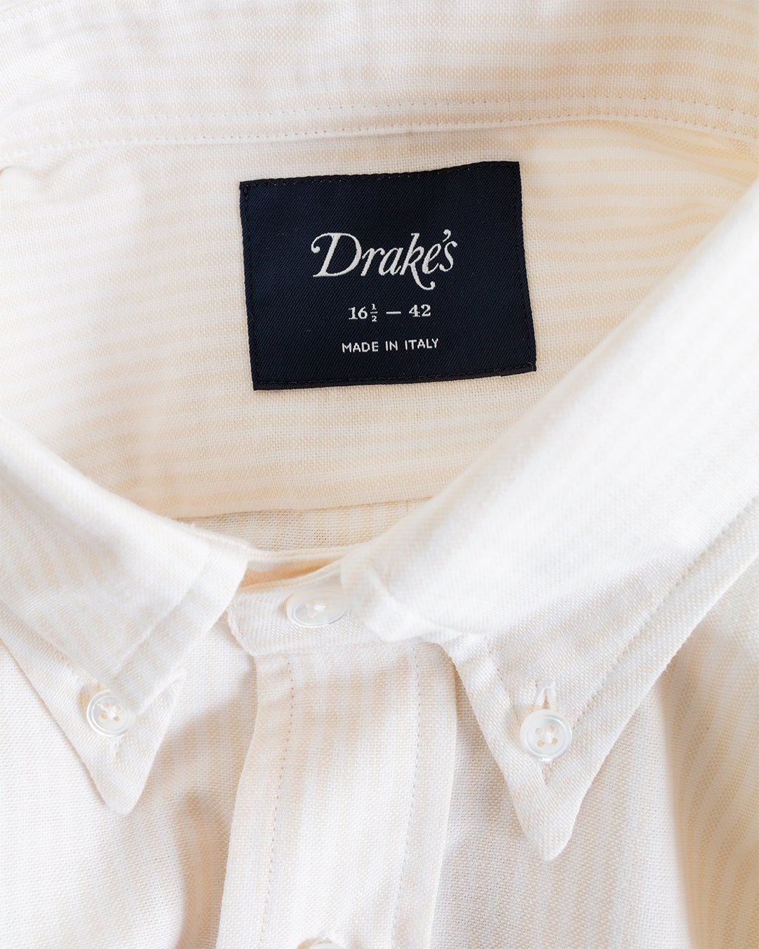 Ticking Stripe BD Oxford Shirt Cream - DRAKE'S