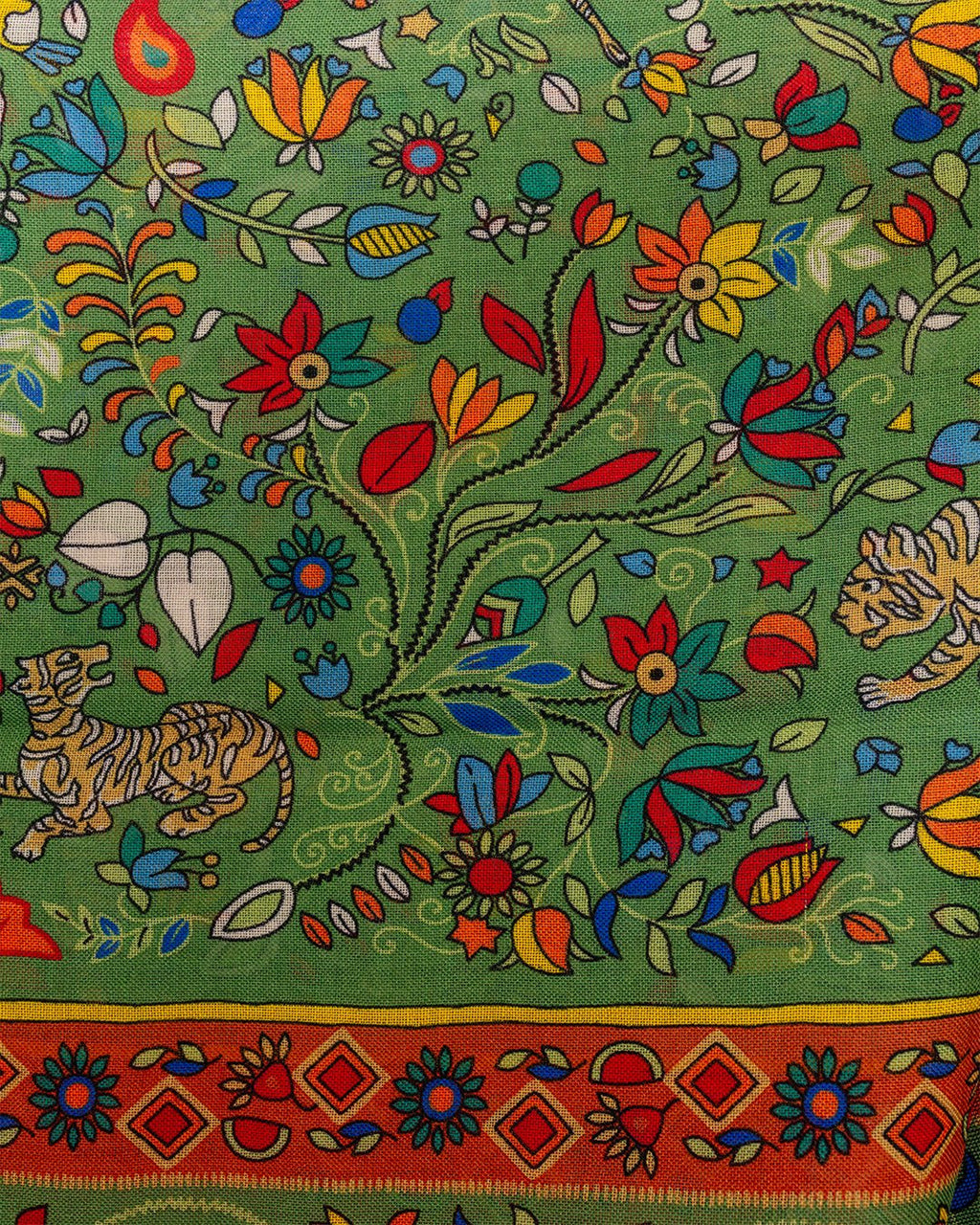 Tiger Garden Print Bandana Print Green - DRAKE'S