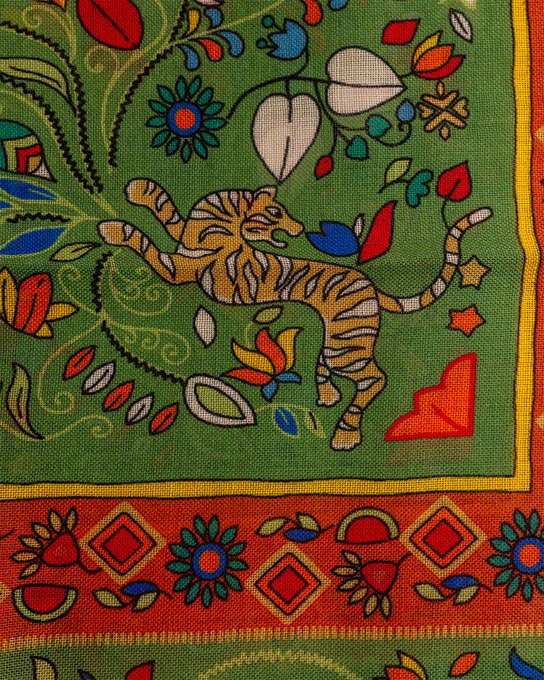 Tiger Garden Print Bandana Print Green - DRAKE'S