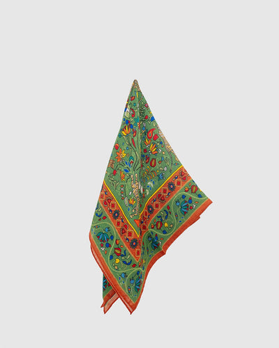 Tiger Garden Print Bandana Print Green - DRAKE'S