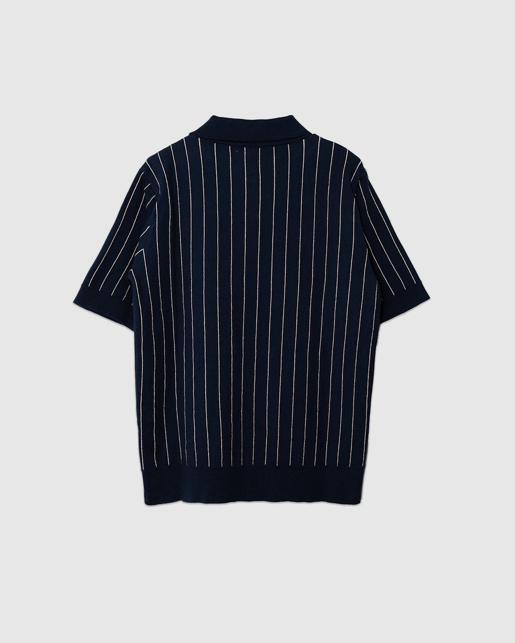 Benny Knitted Polo - Pinstripe Navy/Sand - FAR AFIELD