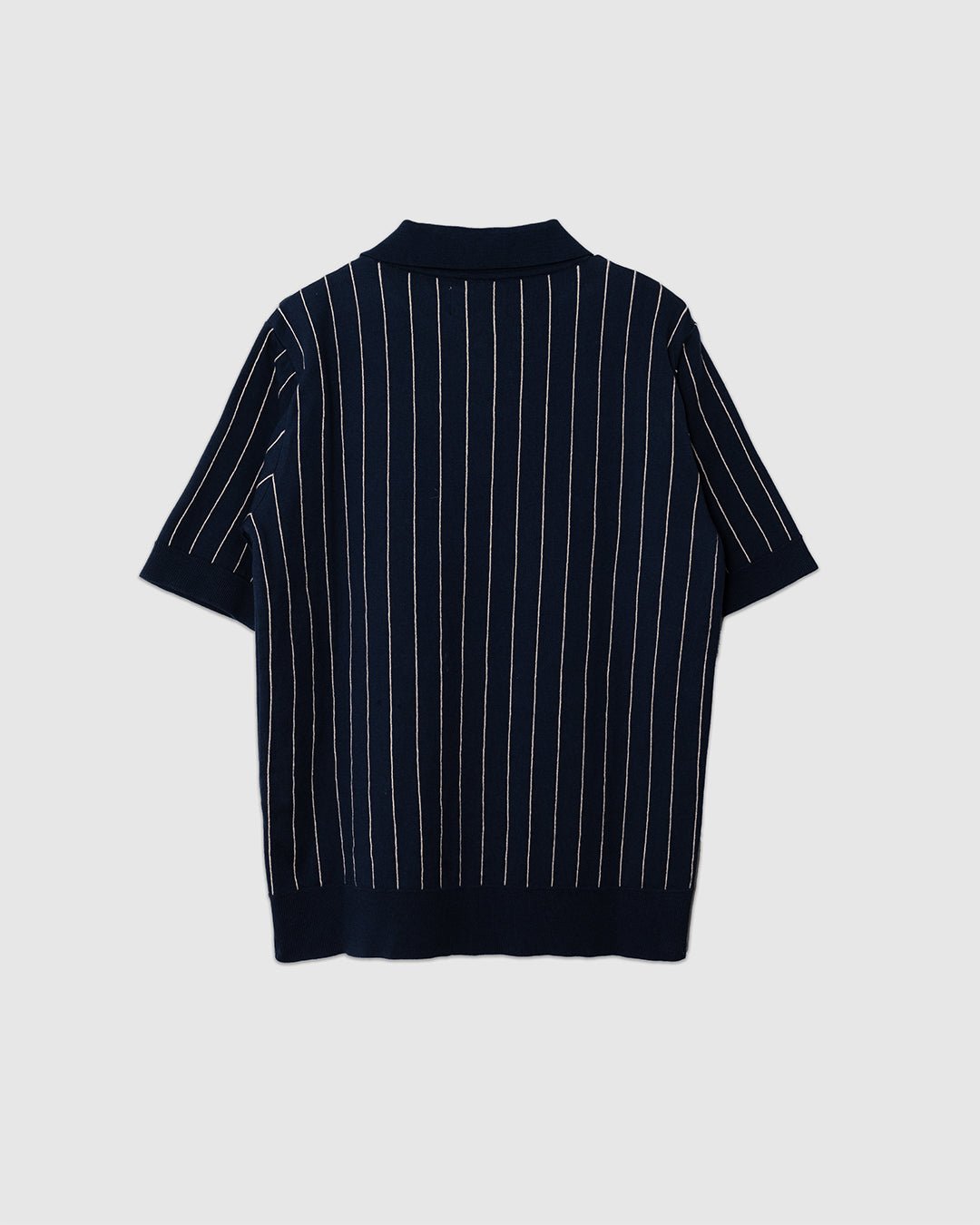 Benny Knitted Polo - Pinstripe Navy/Sand - FAR AFIELD