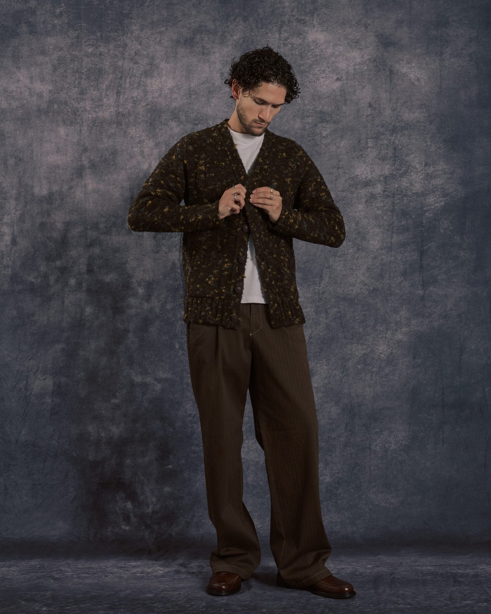 Buckley Cardigan Brown Multi Boucle - FAR AFIELD