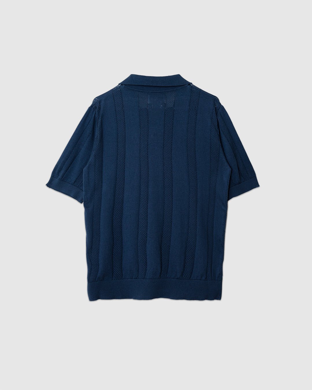 Clifford Knitted Polo Perforated Blue - FAR AFIELD