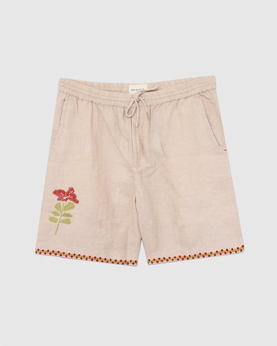 House Short Embroidered Floral Sand - FAR AFIELD