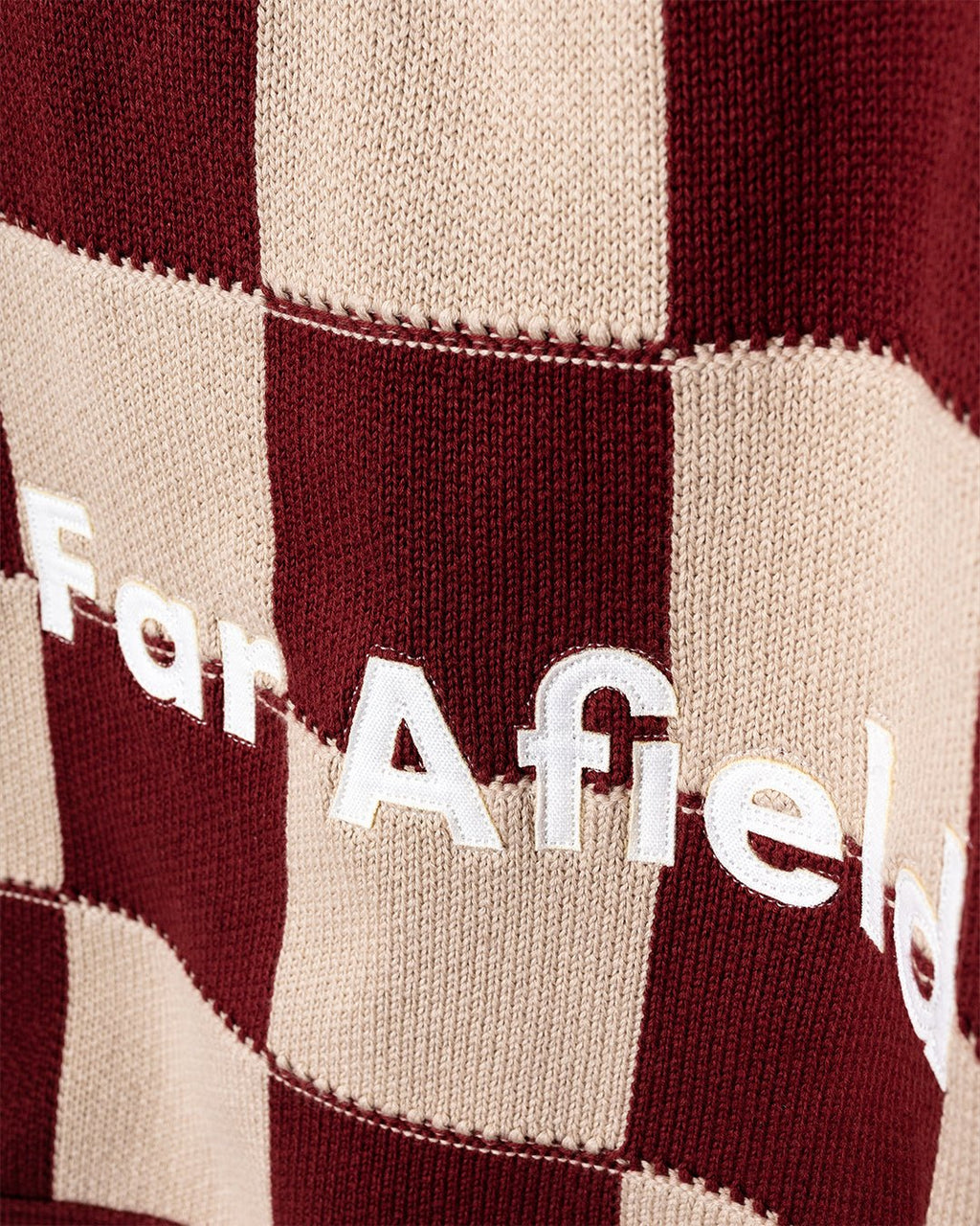 Knitted Tote Bag Red/Sand Square Patchwork - FAR AFIELD