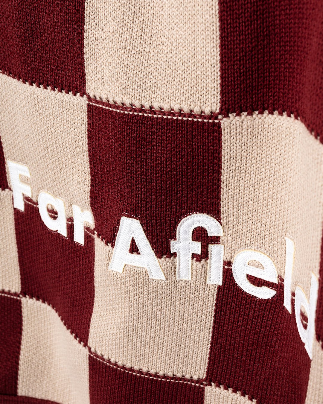 Knitted Tote Bag Red/Sand Square Patchwork - FAR AFIELD