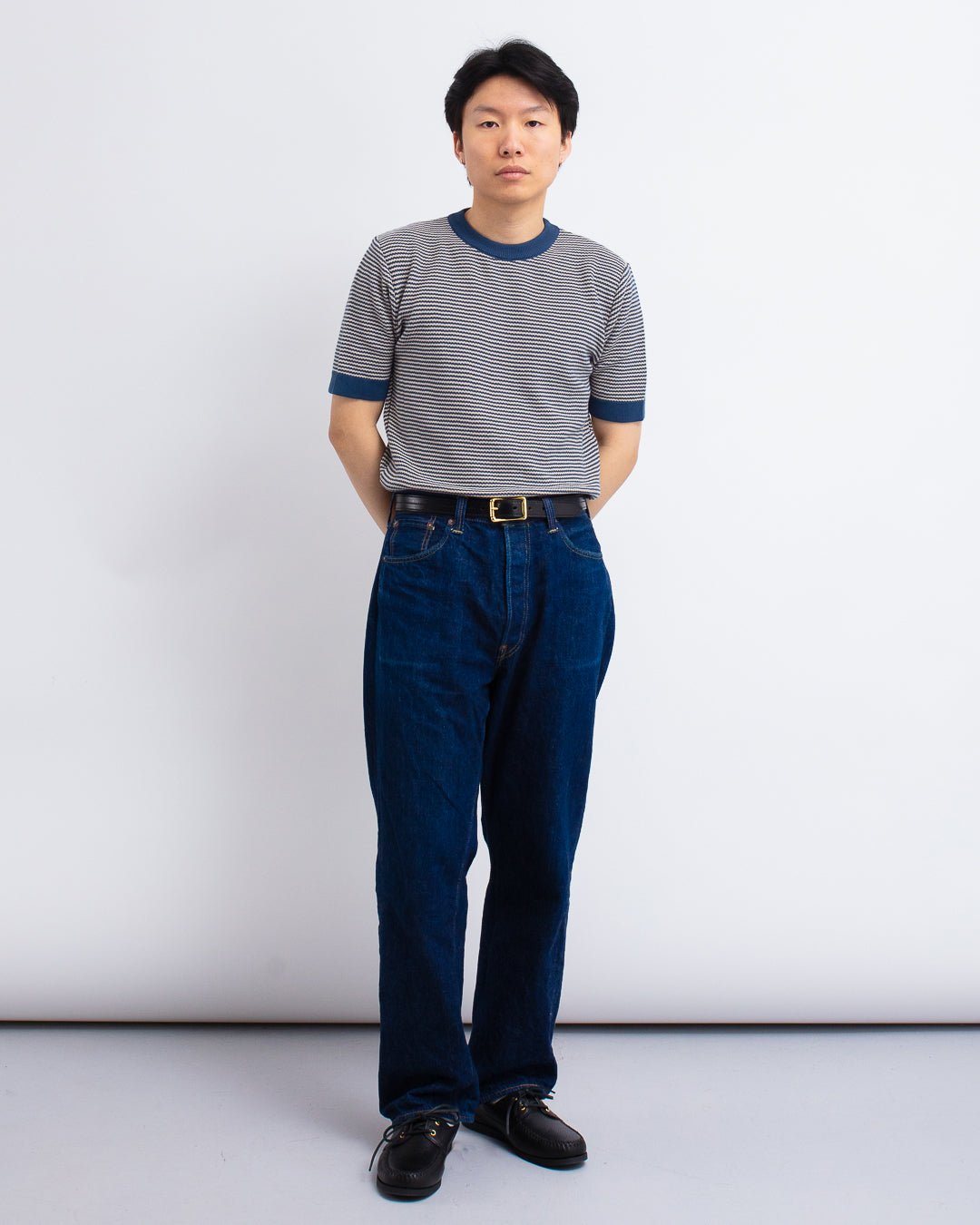 Newport Knitted Top Blue/Sand Stripe - FAR AFIELD