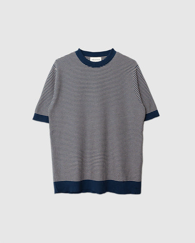 Newport Knitted Top Blue/Sand Stripe - FAR AFIELD