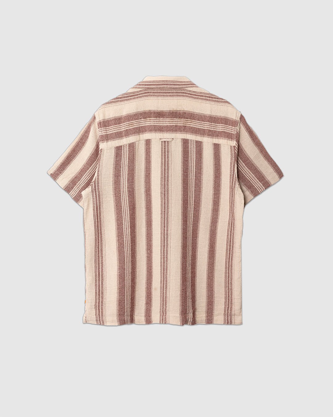 Selleck Shirt - Dobby Stripe Sand/Red - FAR AFIELD