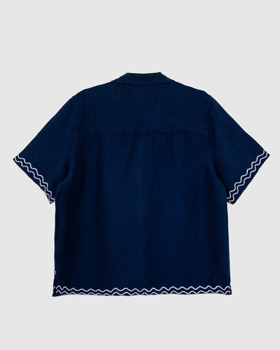 Veloso Shirt - Flock Palms Blue - FAR AFIELD