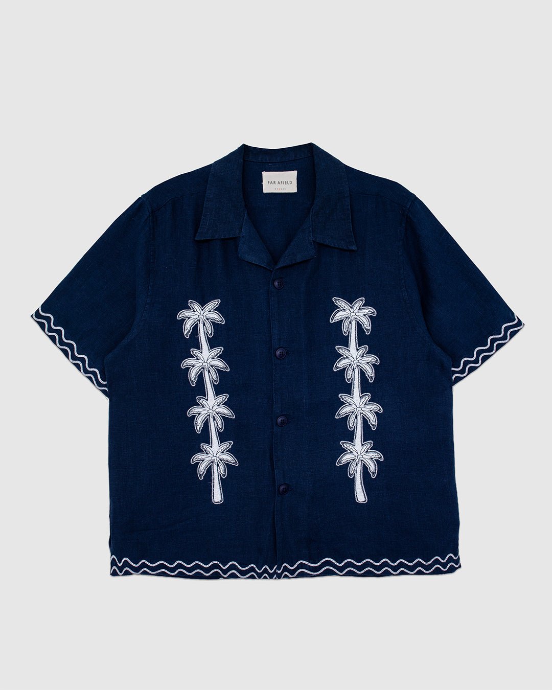 Veloso Shirt - Flock Palms Blue - FAR AFIELD