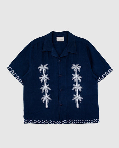 Veloso Shirt - Flock Palms Blue - FAR AFIELD