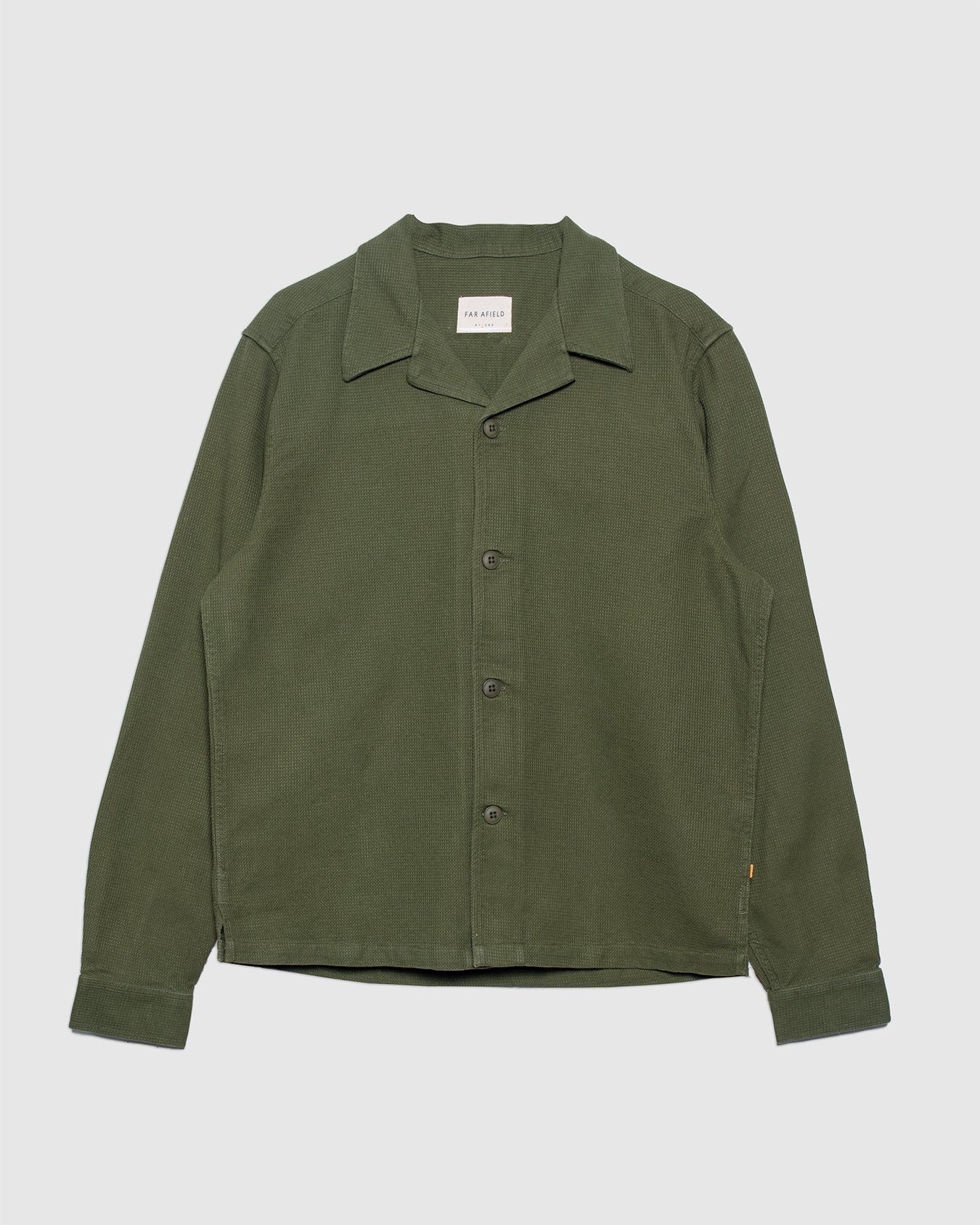 Veloso Shirt Green Waffle Box Fit - FAR AFIELD