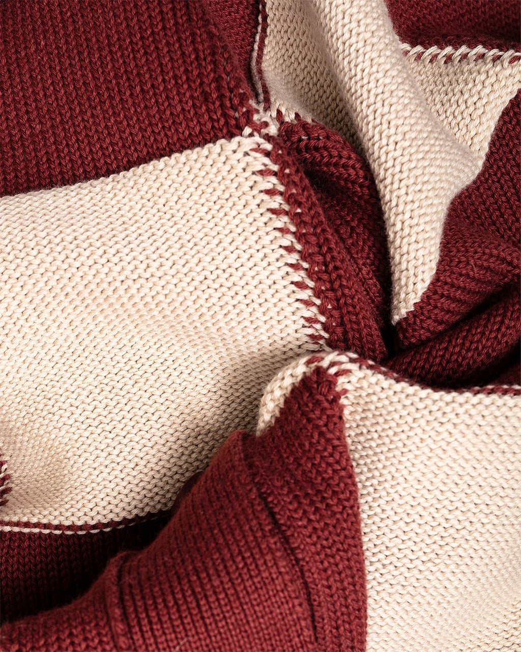 Velzy Knitted L/S Shirt - Square Patchwork Red/Sand - FAR AFIELD