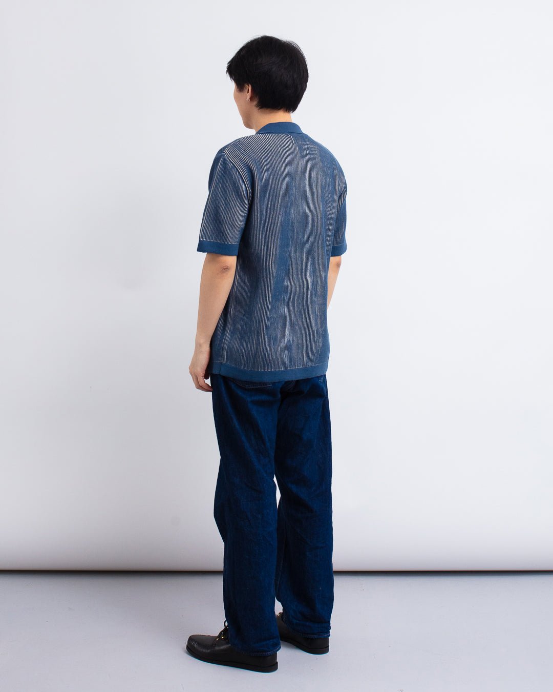Velzy Knitted Shirt - Helio Stripe Blue/Sand - FAR AFIELD