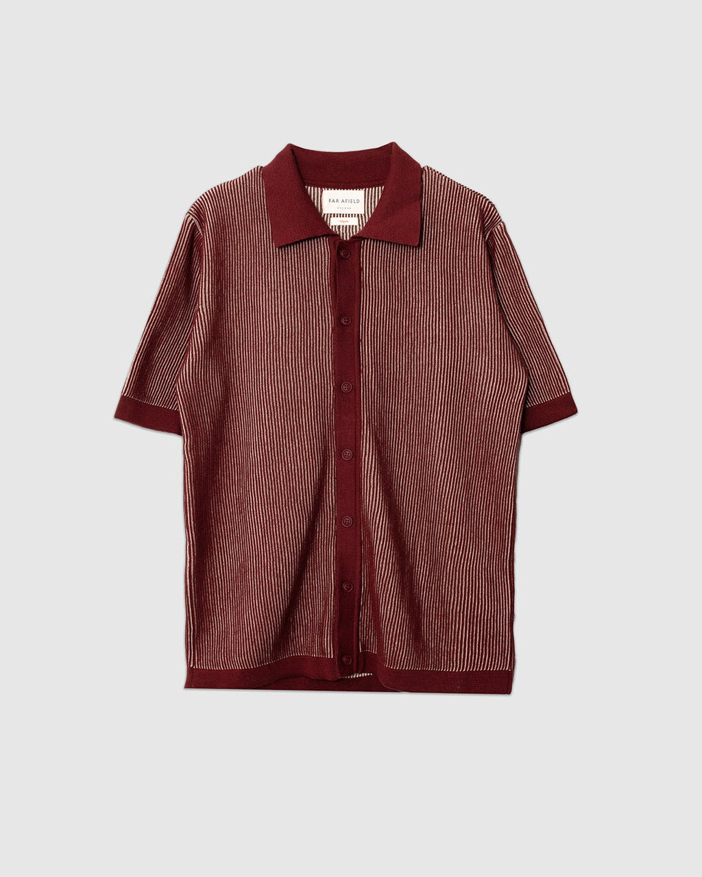 Velzy Knitted Shirt - Helio Stripe Red/Sand - FAR AFIELD