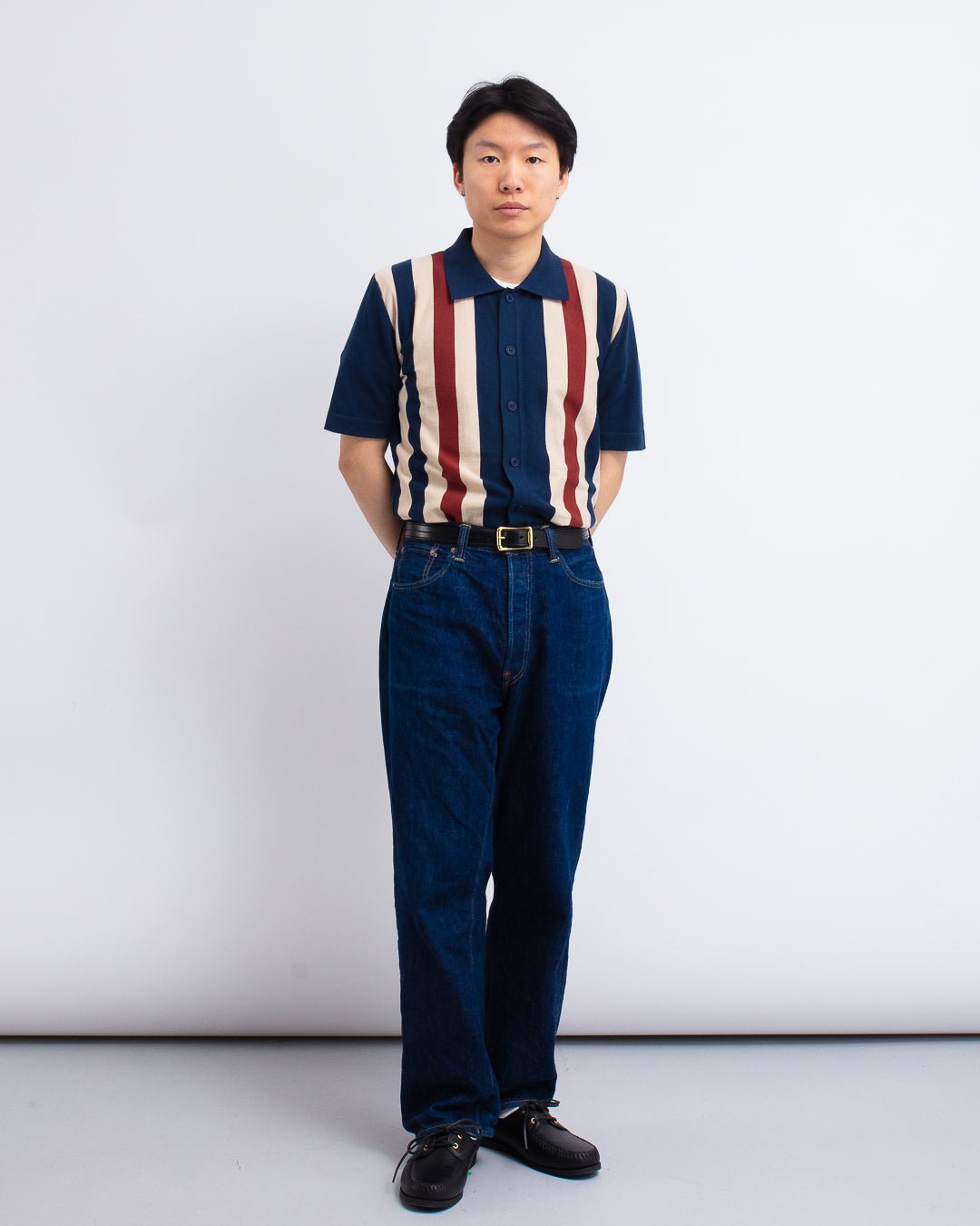 Velzy Knitted Shirt - Simple Stripe Navy/Multi - FAR AFIELD