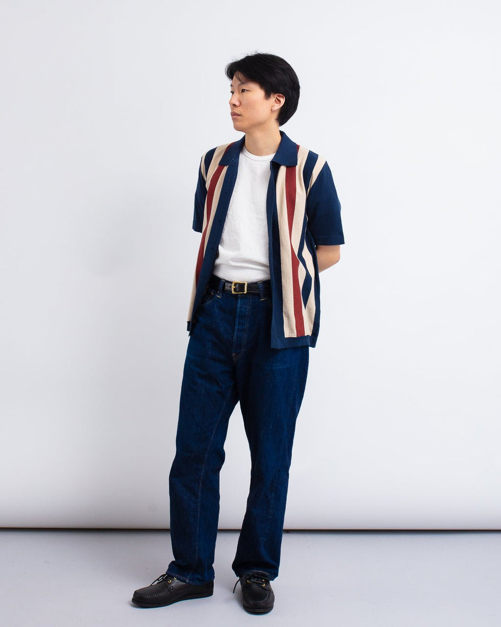 Velzy Knitted Shirt - Simple Stripe Navy/Multi - FAR AFIELD