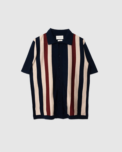 Velzy Knitted Shirt - Simple Stripe Navy/Multi - FAR AFIELD
