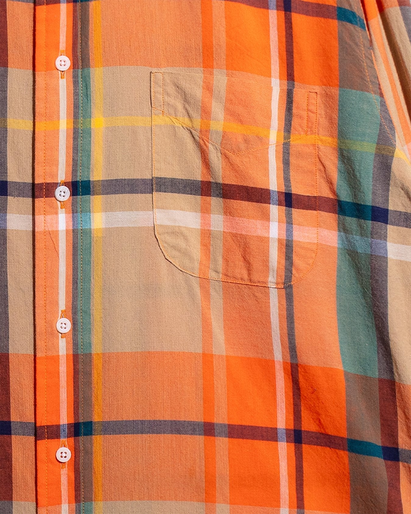 Archive Indian Madras Long Sleeve - Orange - GITMAN VINTAGE