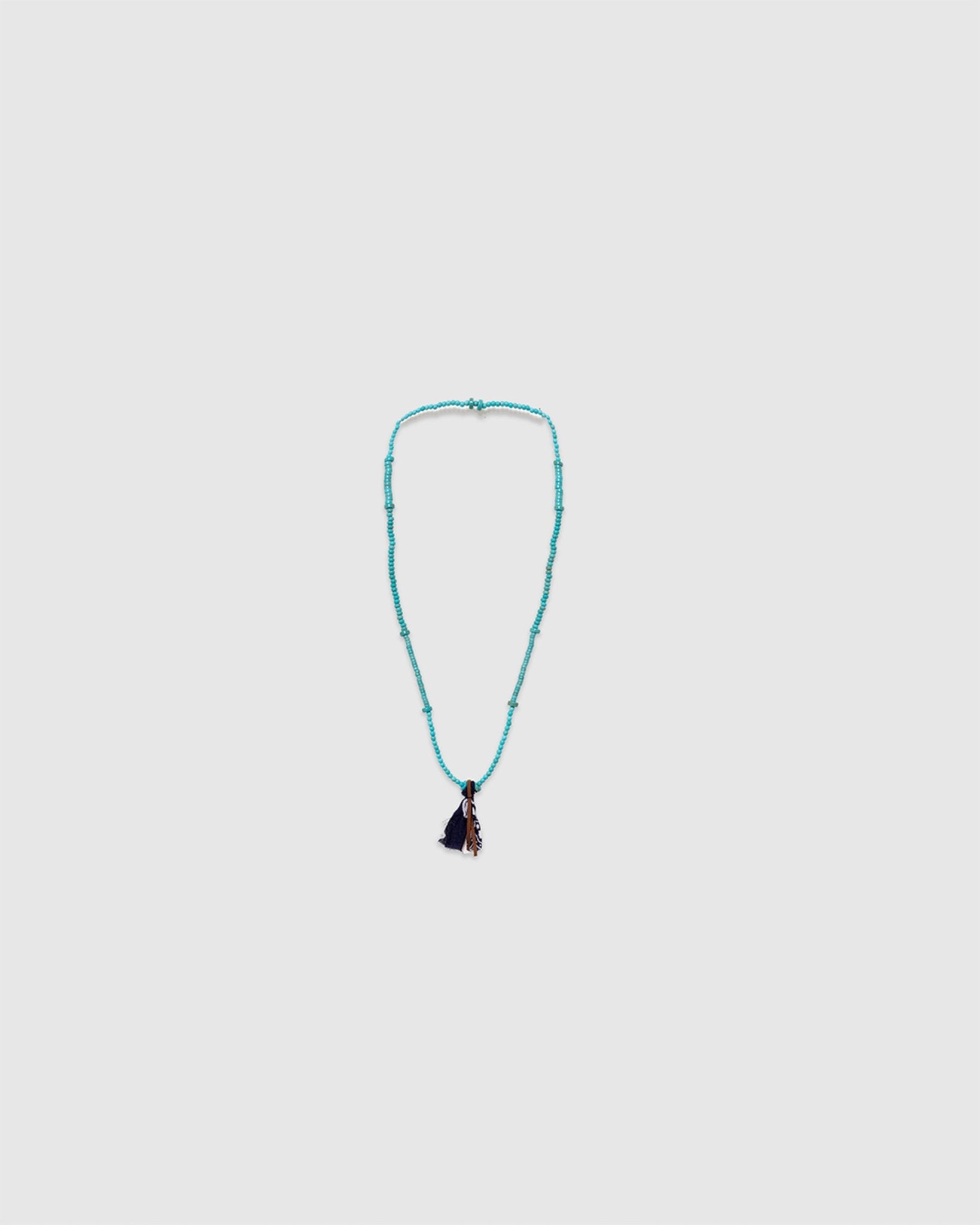 1 Beaded Necklace Various Size Turquoise/Blue Bandana/Brown Leather/Turquoise - HANAMI