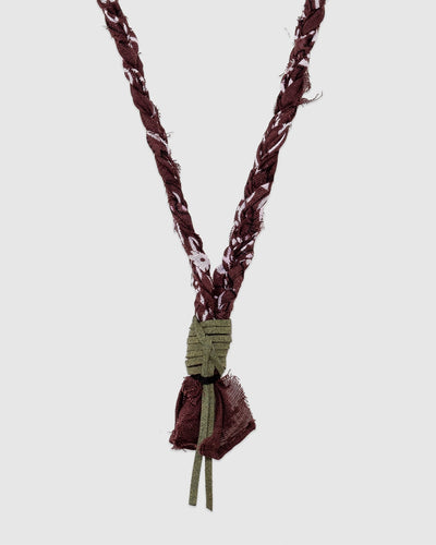 12 Braided Necklace Brown/Military Green Leather - HANAMI