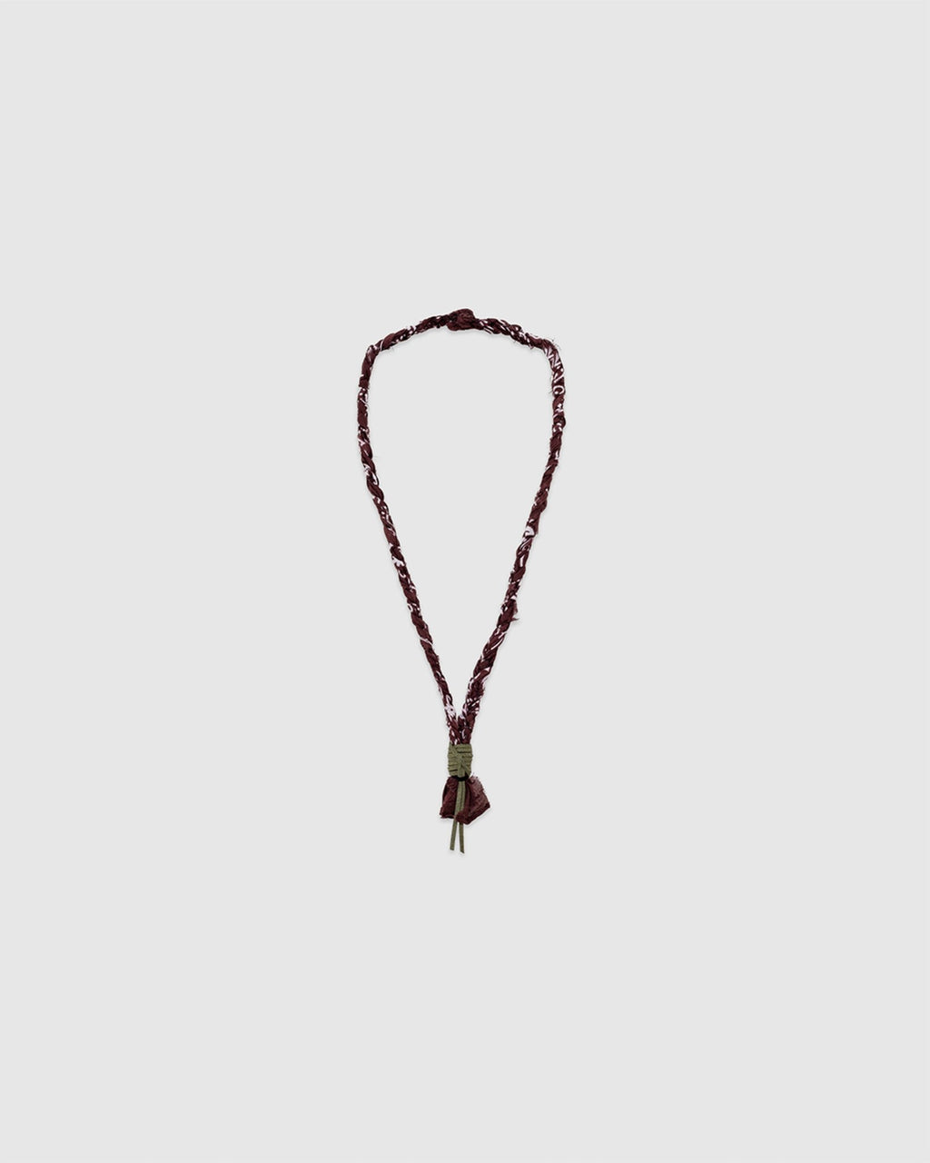 12 Braided Necklace Brown/Military Green Leather - HANAMI