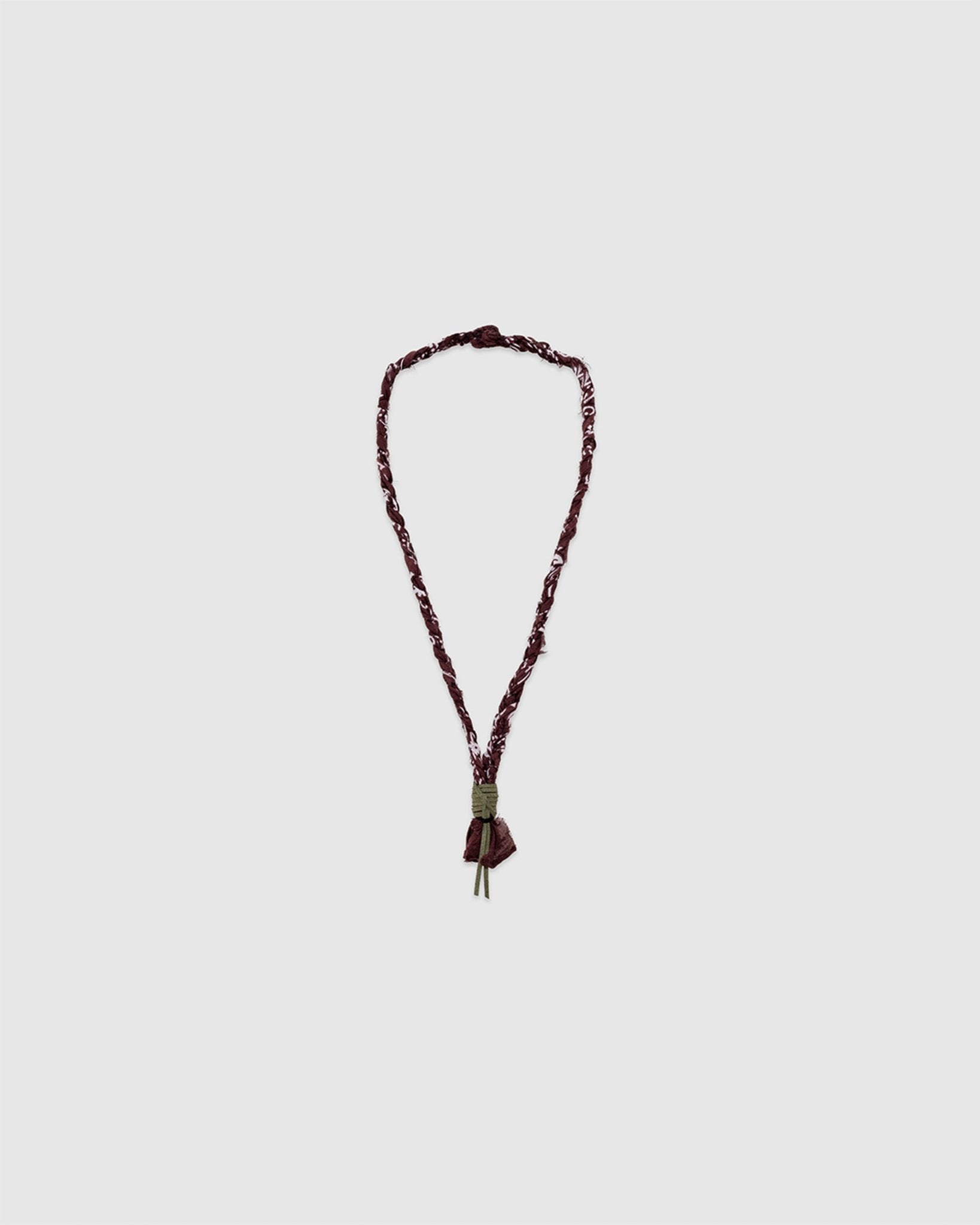 12 Braided Necklace Brown/Military Green Leather - HANAMI