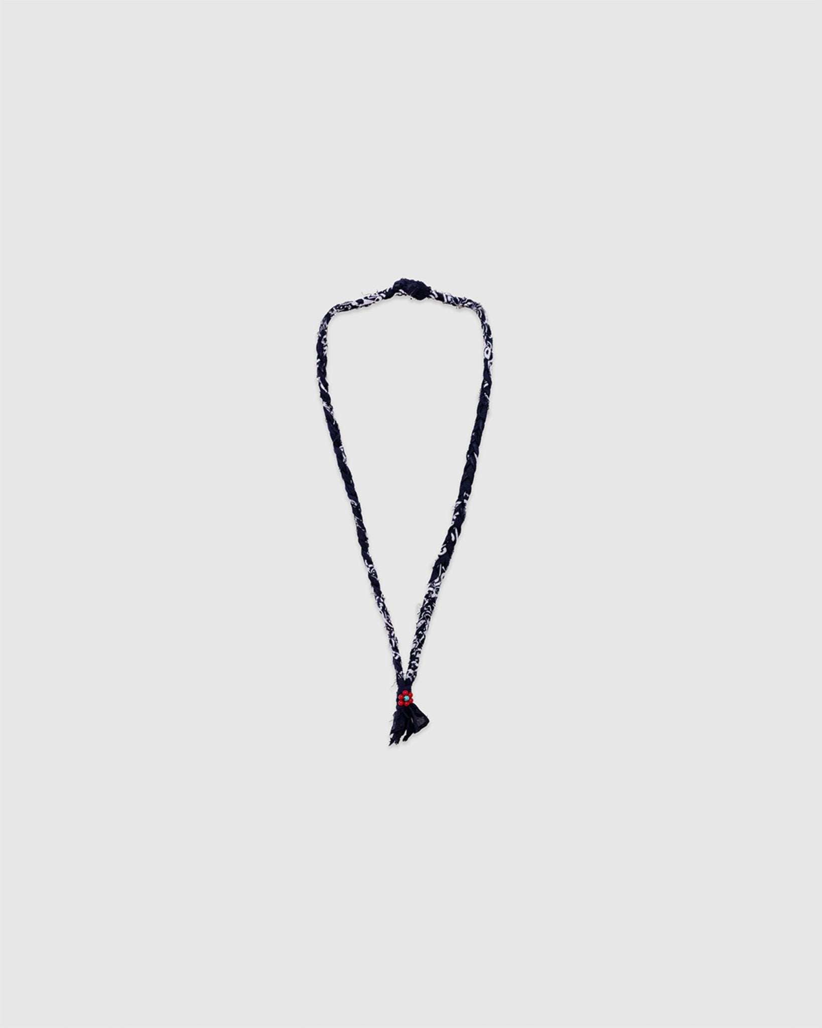 13 Braided Necklace Blue/Red-Turquoise Flower - HANAMI