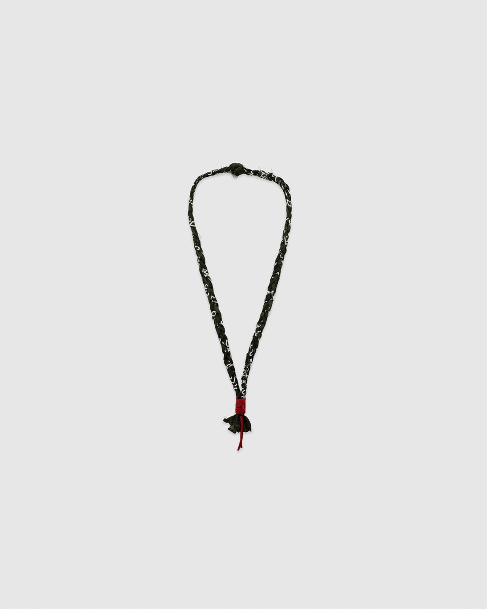 15 Braided Necklace Military Green/Terracotta Leather - HANAMI