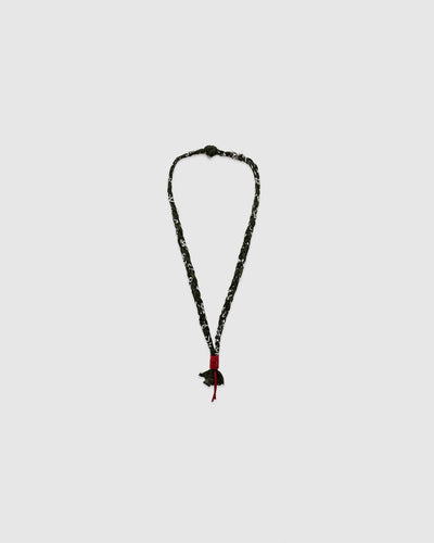 15 Braided Necklace Military Green/Terracotta Leather - HANAMI