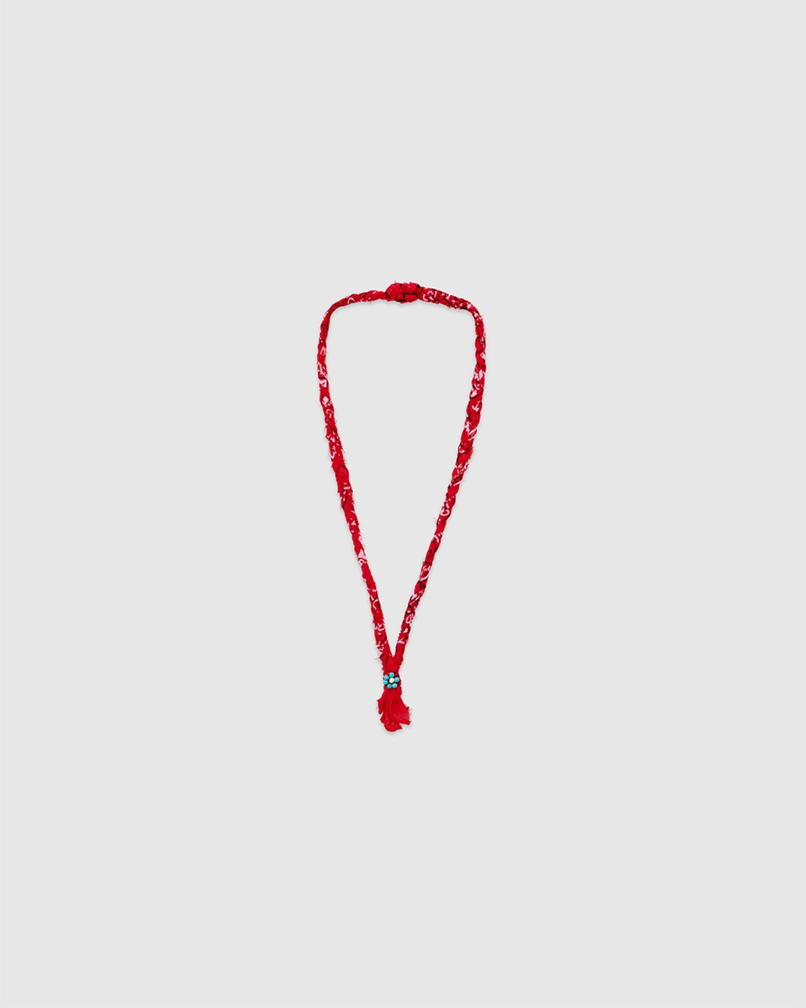 16 Braided Necklace Red/Turquoise-White Flower - HANAMI