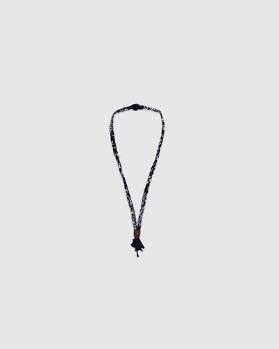 17 Braided Necklace Blue/Terracotta Bead/Brown Leather - HANAMI