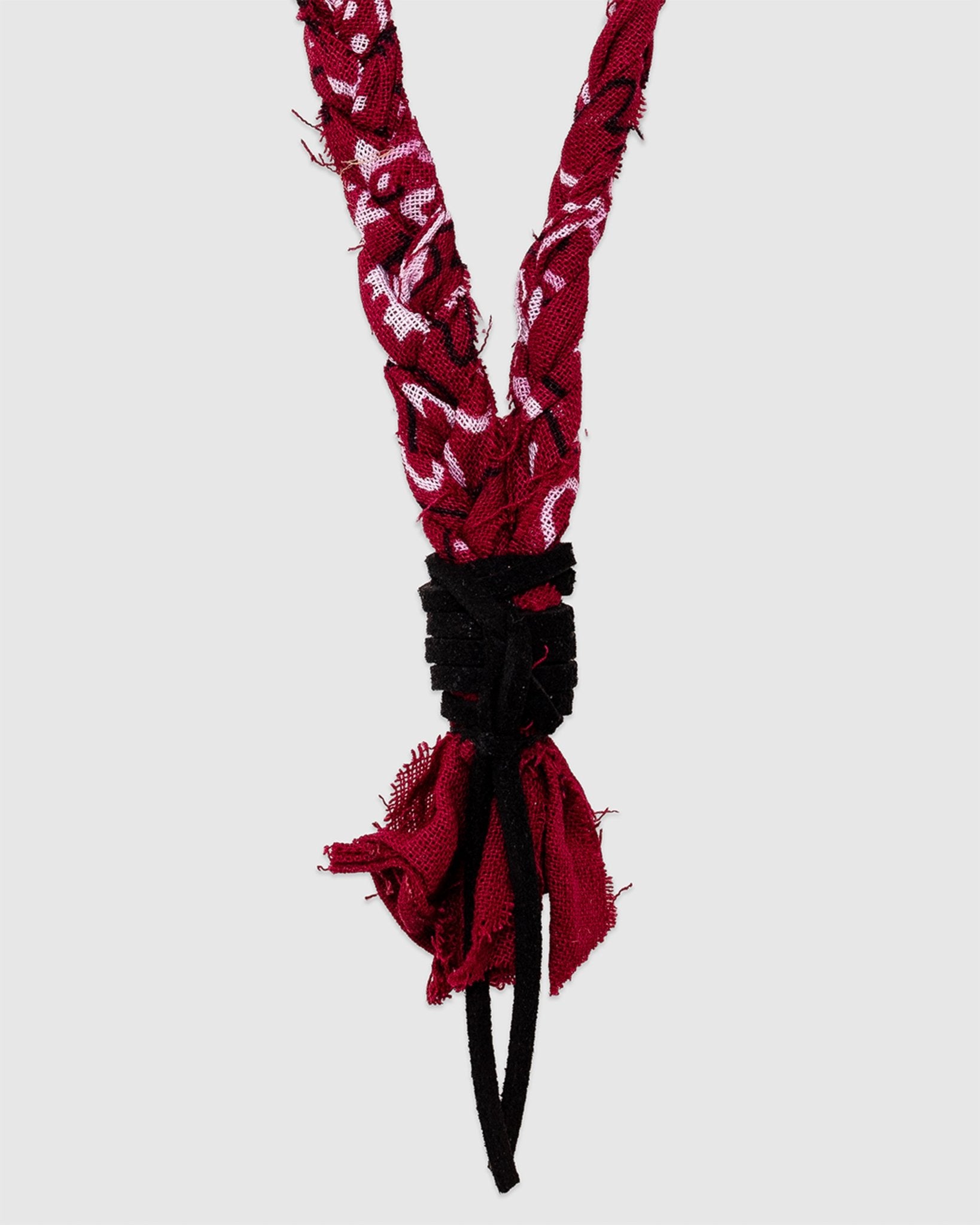 18 Braided Necklace Bordeaux/Black Leather - HANAMI