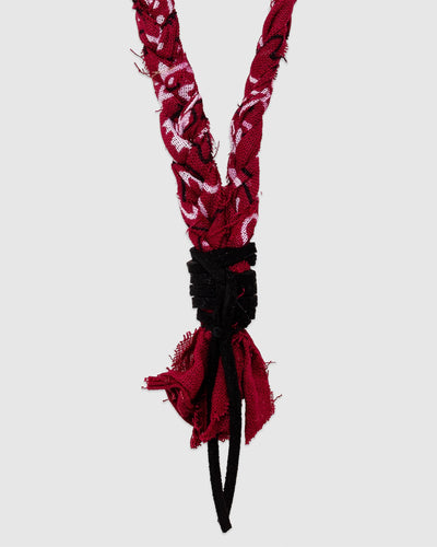 18 Braided Necklace Bordeaux/Black Leather - HANAMI