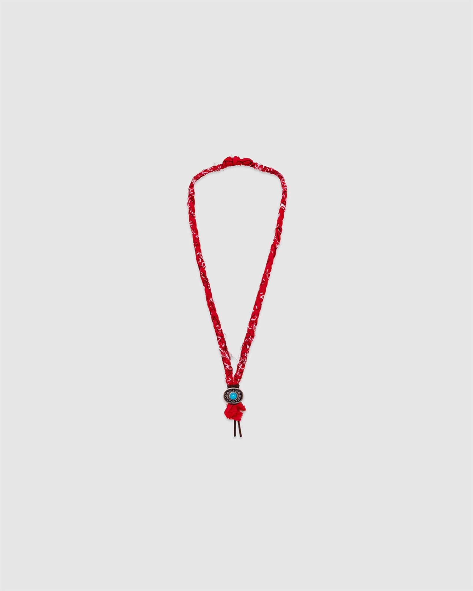 19 Braided Necklace Limited Edition - Red Bandana/Turquoise Concho - HANAMI